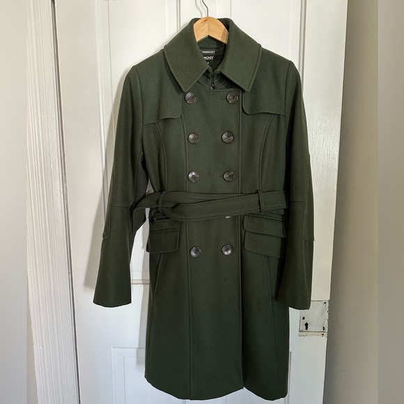 DKNY wool trench pea coat - hunter green - Picture 1 of 15